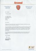 Former Arsenal Manager Arsene Wenger TLS on Headed Paper Dated 1st February 2008. Letter Gives