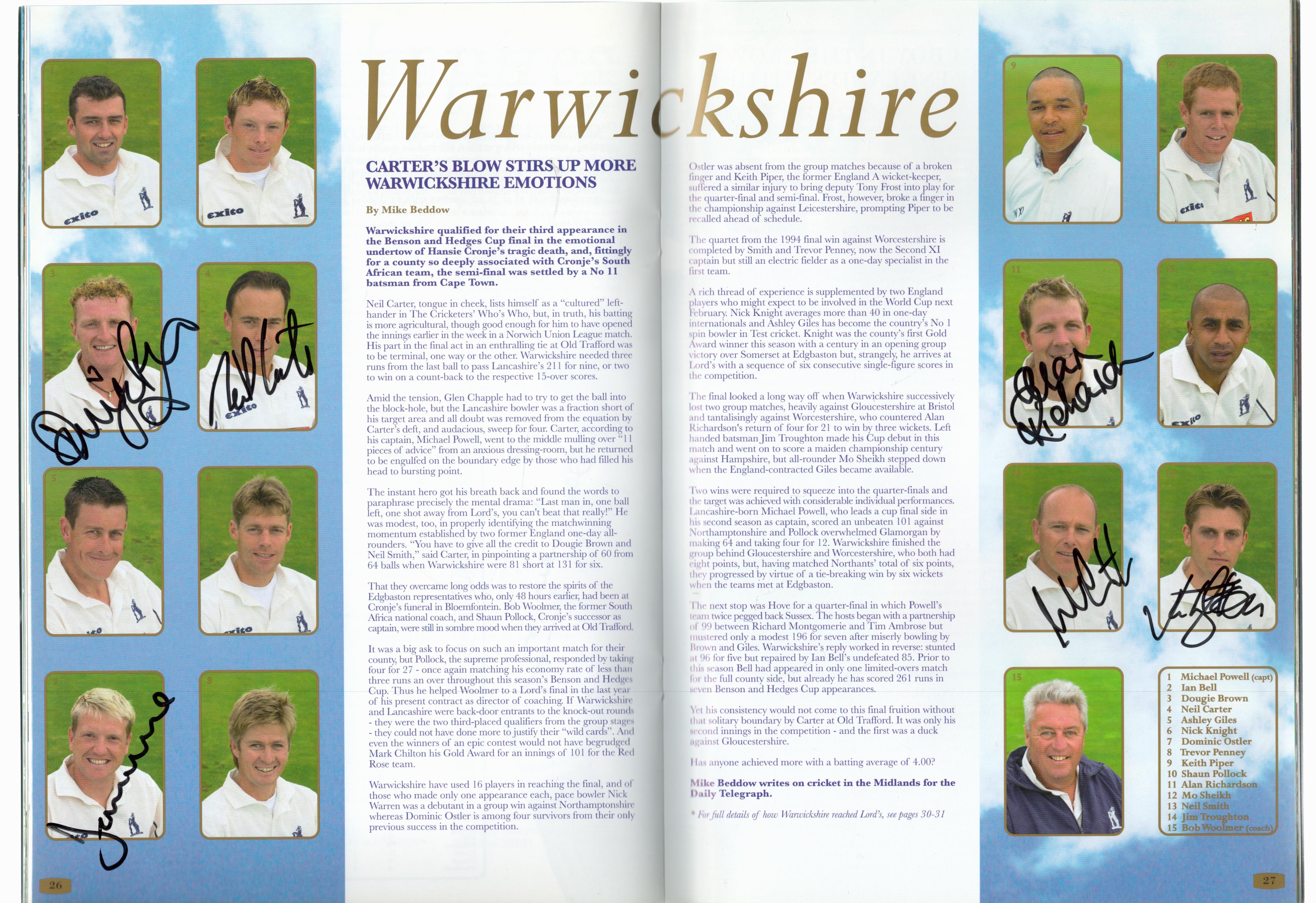 Official match programme signed for the 2002 Benson and Hedges Cup Final played between Essex and - Image 3 of 4