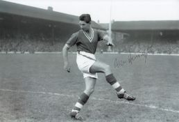 Autographed Alan Harrington 12 X 8 Photo - B/W, Depicting The Cardiff City Right-Back Striking A