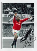 Football Andy Cole signed 16x12 Manchester United colourised montage print. Good condition. All