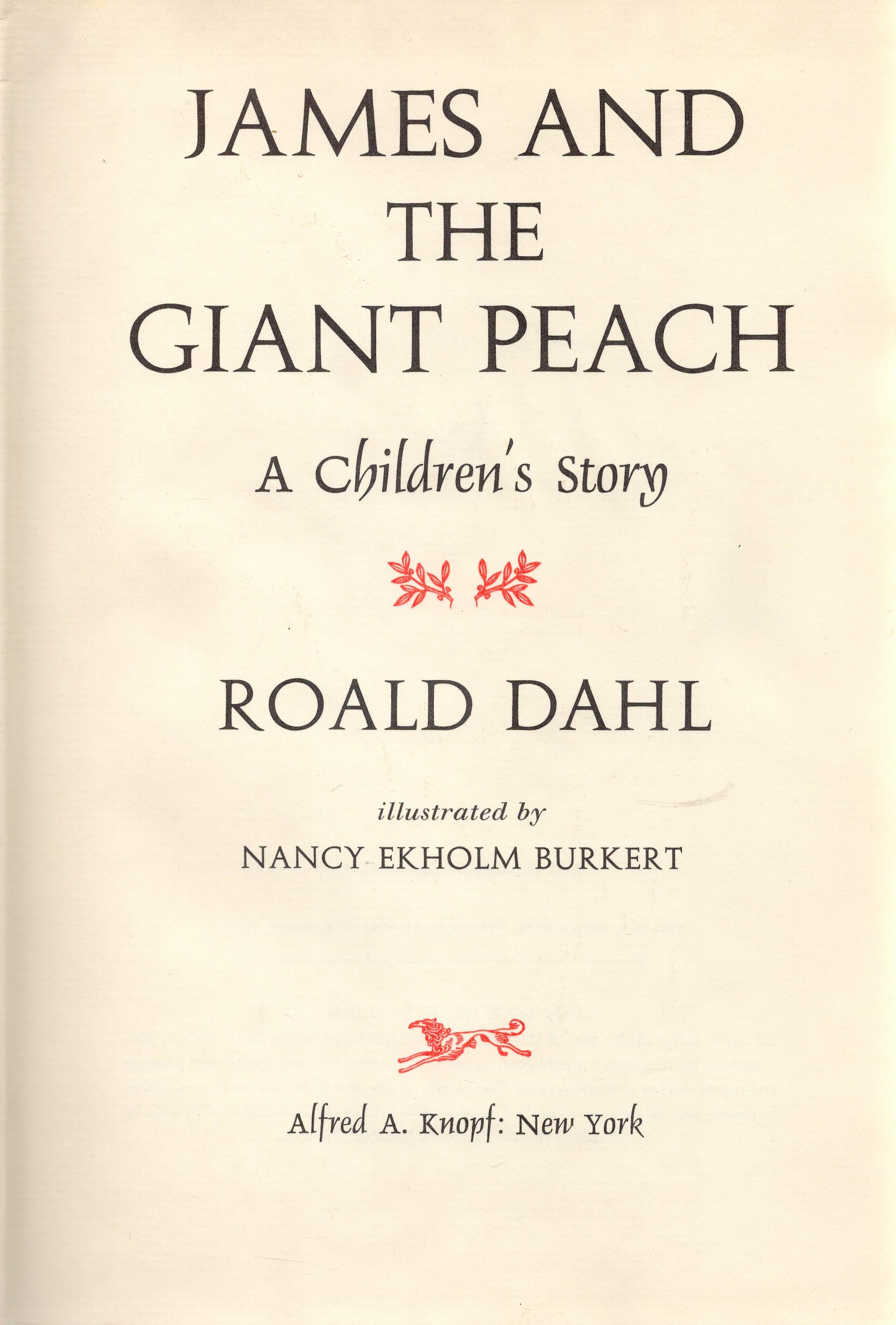 James and The Giant Peach by Roald Dahl Hardback Book 1961 First Edition published by Alfred A Knopf - Image 2 of 3