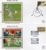 Cricket pair Australian FDC issued for the 1992 World Cup unsigned. Postmarked Canberra 10/3/1992