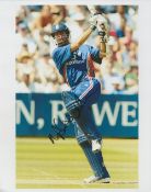 English Cricket Legend Michael Vaughn Hand signed 10x8 Colour Photo Showing Vaughn Batting For