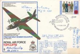 WW2 Luftwaffe Hans Rossbach multi signed cover. No 41 Royal Air Force Topcliffe multi signed flown