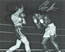 Boxing Colin Jones MBE Hand signed 10x8 Black and White Photo Showing Jones during a fight. Good