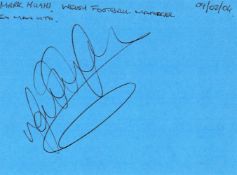 Football Manager Mark Hughes Welsh Manager ex Manchester United signed album page. Good condition.