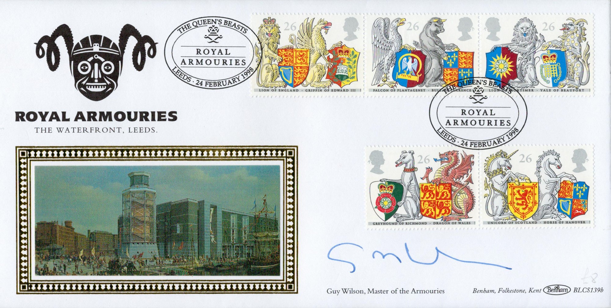Guy Wilson signed Benham cover commemorating Royal Armourie4s, The Waterfront, Leeds. This beautiful