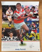 Rugby. Andy Farrell Signed 18x14 Colour Montage Photo. Limited Edition 76/500. Big Blue Tube