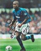 Sylvain Distin Hand signed 10x8 Colour Photo. Photo shows Distin in action for Manchester City FC,