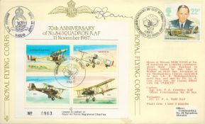 WW2 Grp Cptn F Carey CBE DFC AFC DFM Signed 70th anniversary of No. 84 Squadron RAF 11 November 1987