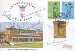 Cricket Legends multi signed Lord Taverners 40th Anniversary 1950-1990 FDC includes Don Bradman,