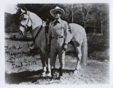 American Actor Fred Scott Hand signed 10x8 Black and White Photo showing Scott standing alongside