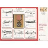 WW2 multisigned cover. Award of the Air Force Medal signed by John Allen, Ty Barraclough, Peter