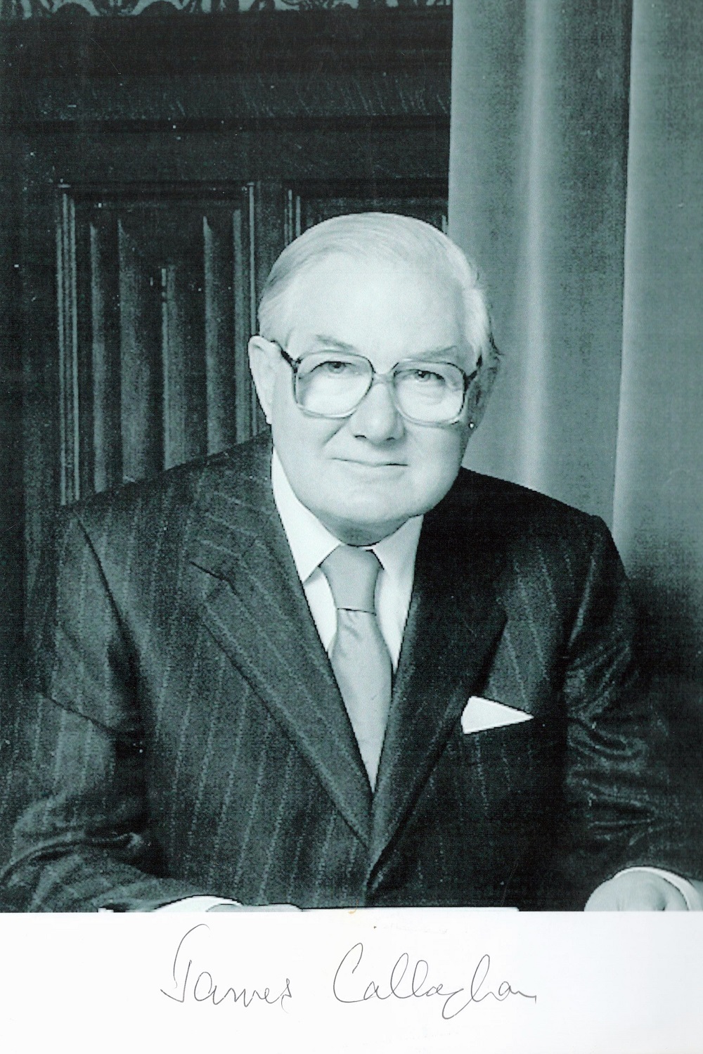 Former Prime Minister, James Callaghan signed 12x8 black and white photograph. Callaghan, was a