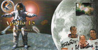 Astronauts, Dave Scott and Al Worden signed Apollo 15 30th Anniversary commemorative cover with post