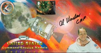 Astronaut, Al Worden signed 2002 Apollo 15 Endeavour commemorative cover. This lovely cover is