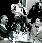 Dave Mackay signed 12x12 black and white photo pictured with the FA Cup while with Tottenham