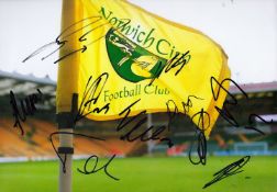 Football Norwich City Multi signed corner flag photo. Includes 10 signatures. Good condition. All