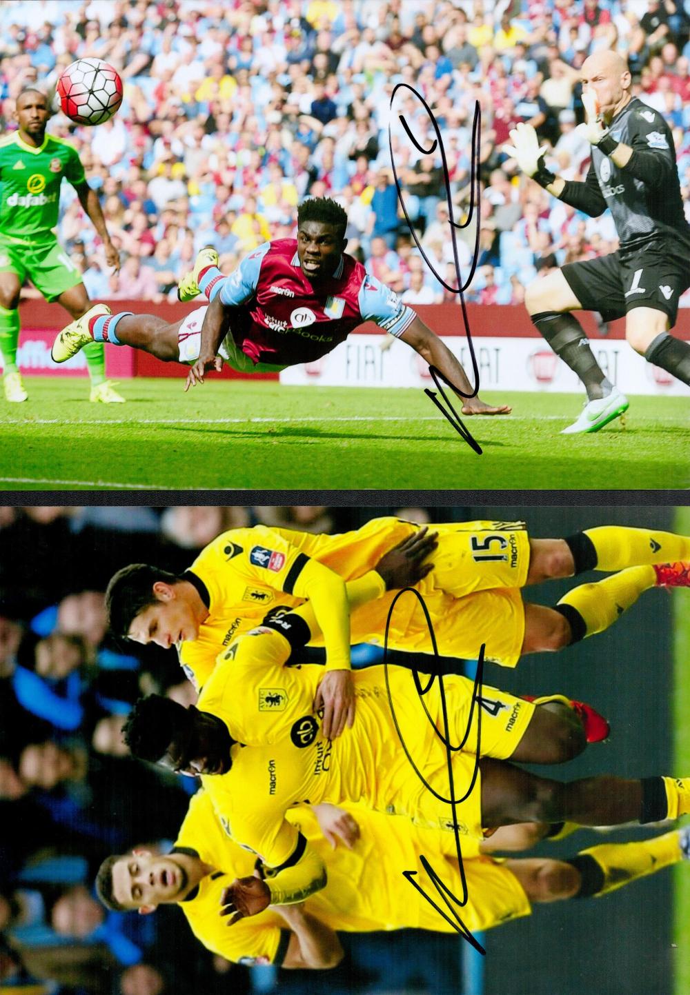 Football Collection of Micah Richards Aston Villa. 2 signed photos of Micah Richards in action