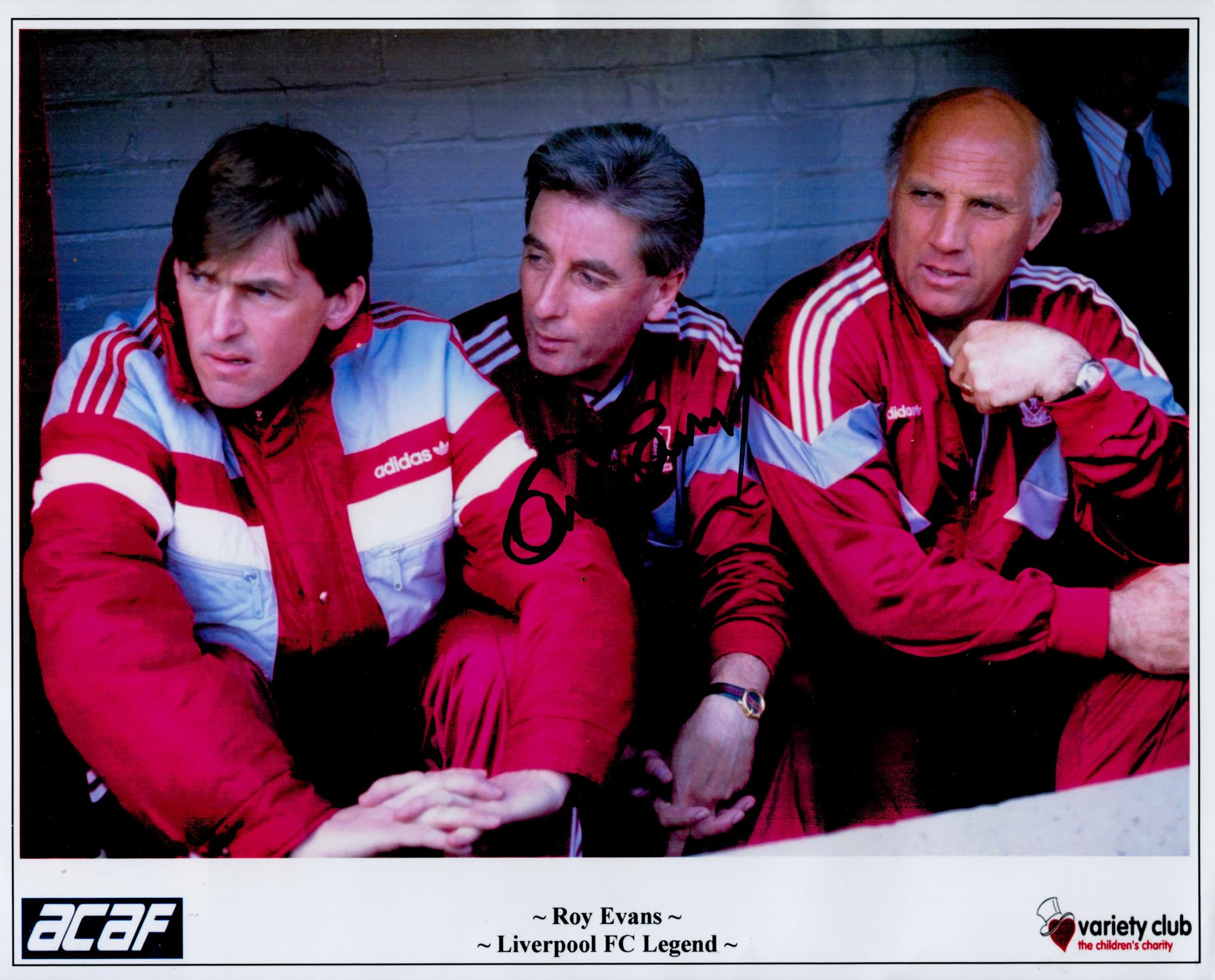 Roy Evans 8x10 Signed Coloured Photo Pictured as Assistant Manager Kenny Dalglish. Good condition.