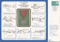 WW2. The Award of the George Medal to Airmen DM Medals Cover Signed by AVM R Bullen, Air Marshal Sir