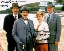 Philip Jackson, Hugh Fraser and Pauline Moran signed Poirot 10x8 colour photo. Good condition. All