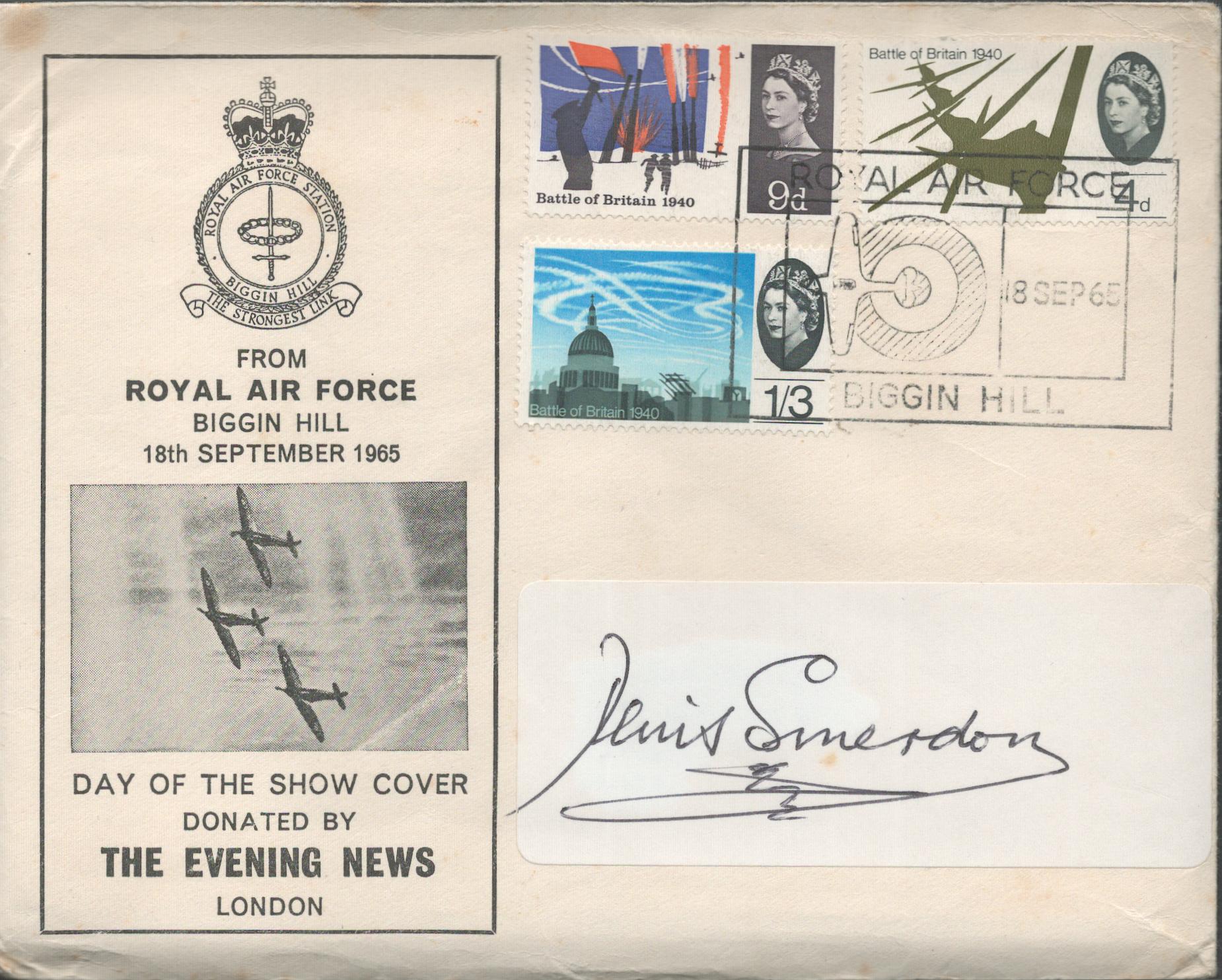 Denis Smerdon RAF hand signed RAF Biggin Hill 18th September 1965, Day of the Show Cover Donated