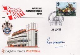 Roy Mason MP former Defence Secretary signed 1981 Labour Party conference cover. Roy Mason, Baron