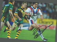 Rugby Paul Deacon Hand signed 10x8 Colour Photo Showing Deacon in action for Great Britain Vs