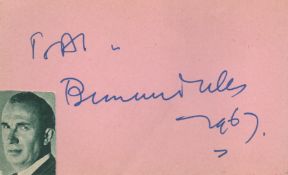 Actor Bernard Miles signed vintage autograph album page. Miles, CBE (27 September 1907 - 14 June