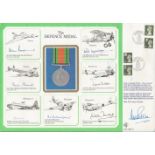 WW2 multisigned DM cover The Defence Medal signed by A. V. M Sir Alan Boxer, A. C. M Sir Brian