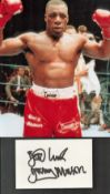 Boxing Gary Mason signed 6x4 white card and superb 10x8 colour photo. Good condition. All autographs