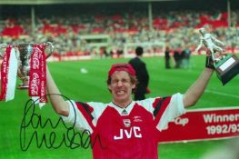 Footballer Paul Merson Arsenal 8x12 Coloured Signed Photo. Photo shows Merson lifting the FA Cup and