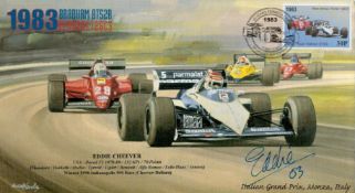 Eddie Cheever signed 1983 Brabham BT528 , Ferrari 126C3 Italian Grand Prix Monza Italy commemorative