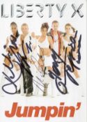 Liberty X Multi Signed Jumpin' Colour 6x4 Music Postcard. Signatures inc Tony Lundon, Kelli Young