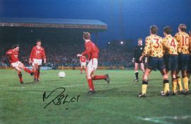 Football Mickey Thomas signed 12x8 colour photo pictured scoring his iconic goal for Wrexham against