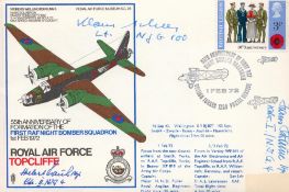 WW2 Luftwaffe Hans Rossbach multi signed cover. No 41 Royal Air Force Topcliffe multi signed flown