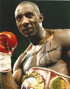 Boxing 'Johnny' Nelson hand signed 10x8 Colour Photo Showing Nelson with his Boxing Champion Belt.