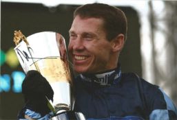 Motor Racing Richard Johnson Signed 12x8 Colour Photo Showing Johnson beaming with joy after winning