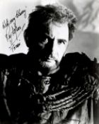 British Actor Roy Dotrice OBE Signed 10x8 Black and White Photo. Signed in black marker pen, with