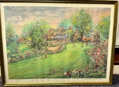 Rare Artist Proof Kamil Kubic Colour Golfing Print Showing the 1974 US Open. Personally Signed by