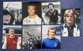 Football collection of 7 signed photos of football players from the English league during the 70'