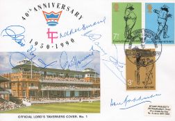 Cricket Legends multi signed Lord Taverners 40th Anniversary 1950-1990 FDC includes Don Bradman,