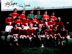 Football Manchester United 1968 multi signed 16x12 signed by David Sadler, Tony Dunne and Alex