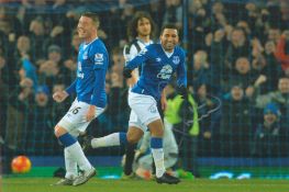 Football Aaron Lennon Hand signed 10x8 Colour Photo showing Lennon celebrating during his time at