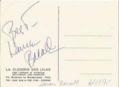 Lauren Bacall, American actress. Signature to the back of a 6x4 advertising postcard for a