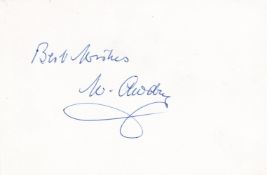 Wilbert Awdry, Thomas the Tank Engine Creator, Signed White Card. Good condition. All autographs