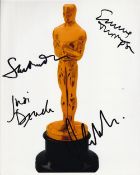 Oscar Winners, Emma Thompson Matt Damon Sam Mendes Judi Dench, 10x8 inch Signed Photo. Good