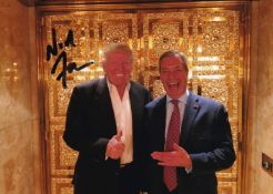 Nigel Farage, Broadcaster and Former Politician, 7x5 inch Signed Photo. Good condition. All