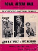 John H Stracey, Former World Champion Boxer, Vintage Signed Programme. Good condition. All